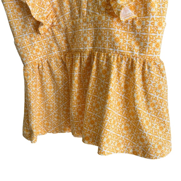 Lands' End Orange Yellow Lightweight Jersey Ruffle Peplum Top Sz XS - Picture 6 of 10